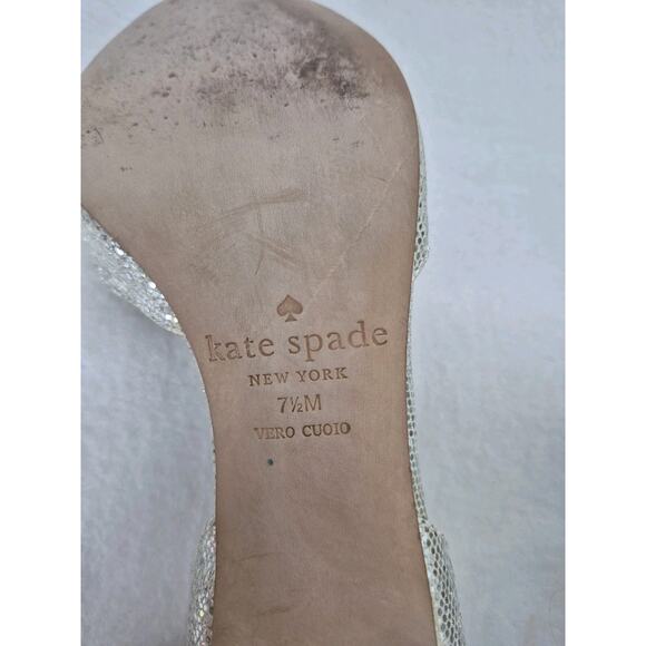 Kate Spade Sage Silver Glitter D'orsay Open Toe Heels Pumps - Picture 10 of 11